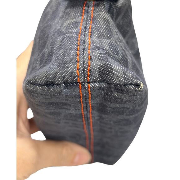 Christian Dior Homme Monogram Flight Pouch Navy Denim Orange Trim Made in Spain - Picture 12 of 14